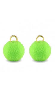 Pompom charm with loop 10mm - Gold-neon green